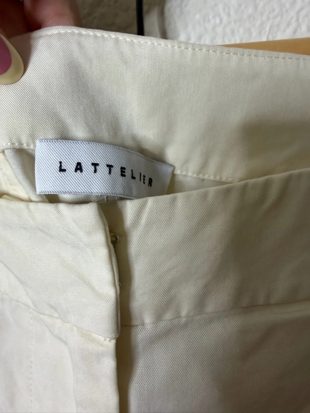 Lattelier Linen Blend Tapered Trouser Pants Pleated Ivory Cream‎ Size S